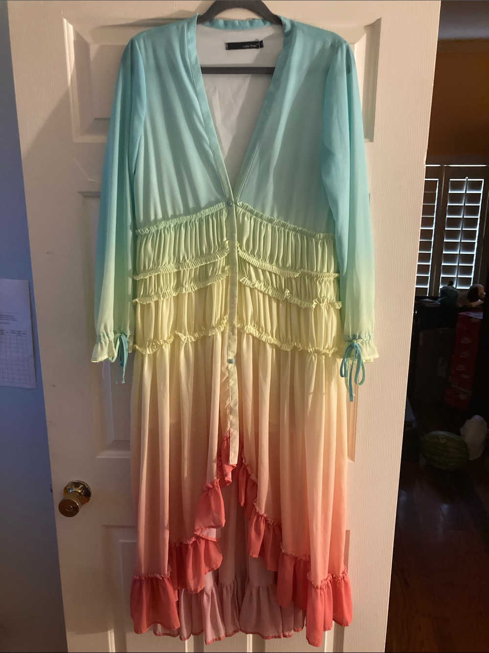 Lightweight Ombre High-Low Dress with Ruffle Tiers